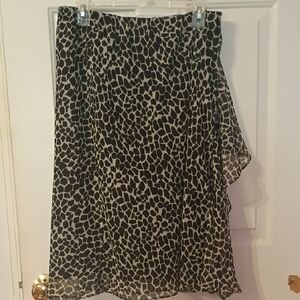 Cato Black and White Giraffe-Print Asymmetrical Skirt